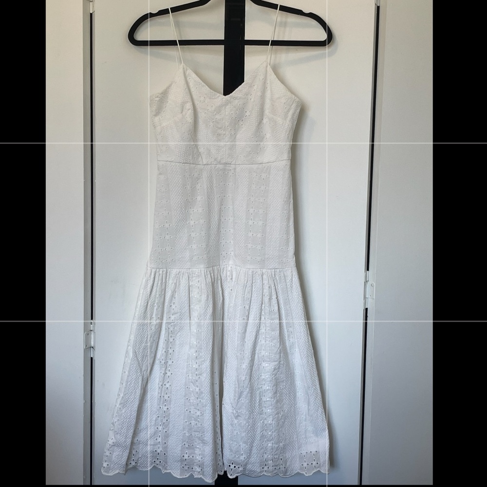 J Crew Midi Tiered White Eyelet Dress